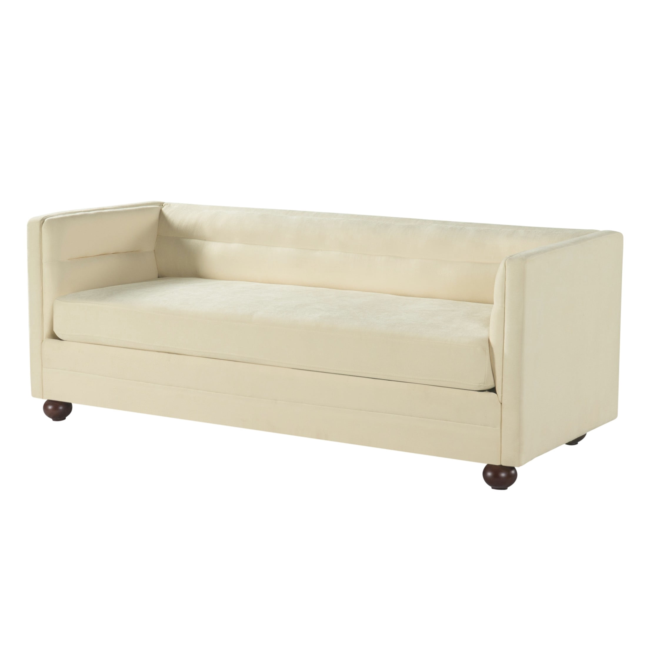 Christopher Knight Home 77.2" Modern Chenille Sofa Couch with Square Arms, 3 Seats, Wood Legs, Beige