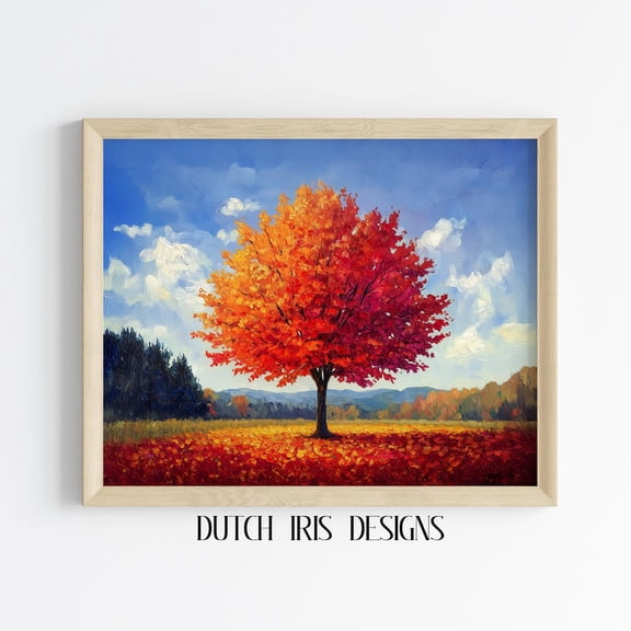 Radiant Maple Tree In Autumn, Vibrant Fall Colors, Rustic Landscape Wall Art, Cottagecore Decor, Print 530 Home Decor #1987, Unframed Poster Size 8x12