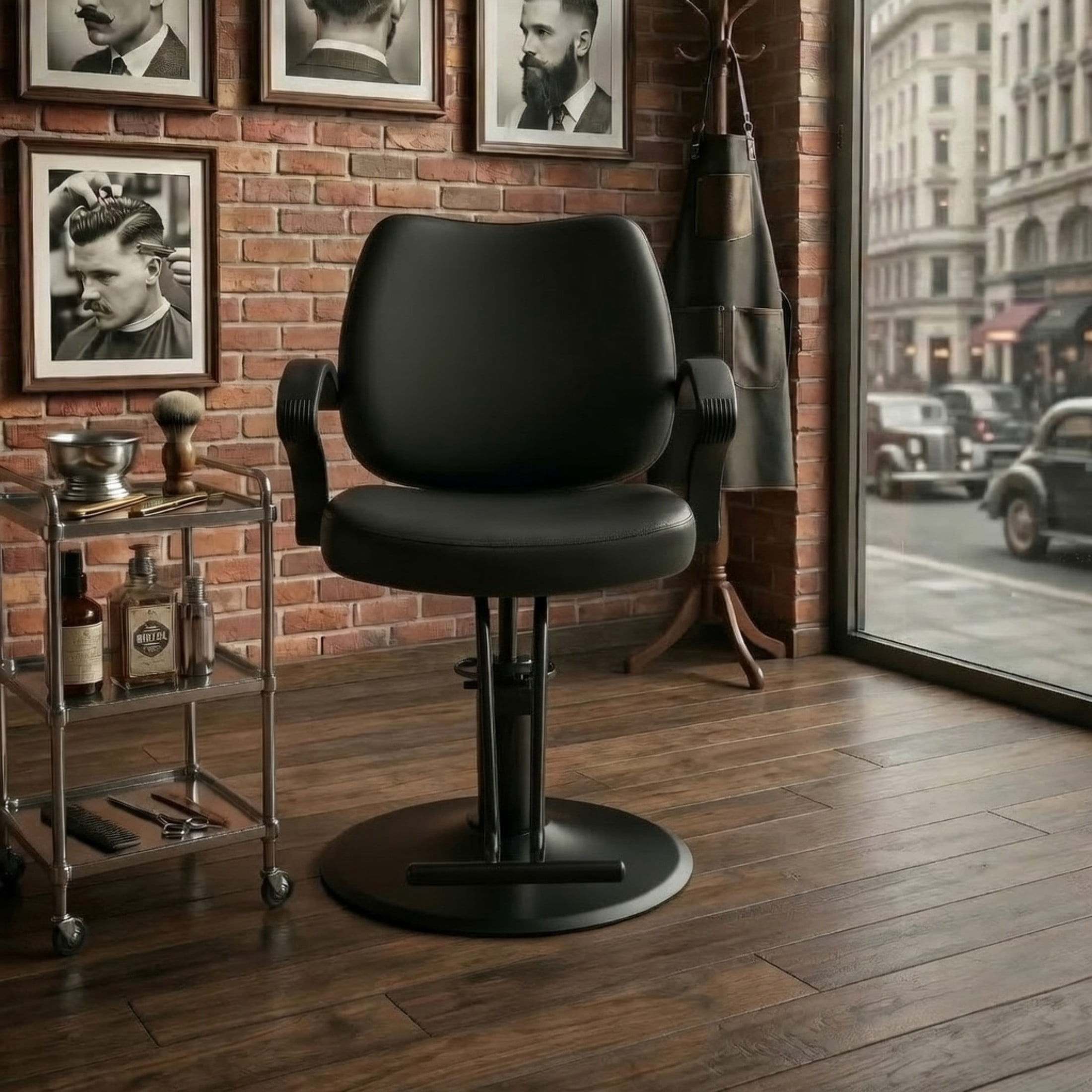 Noble House Hydraulic Barber Styling Chair, Adjustable Height, PU Upholstery, Black