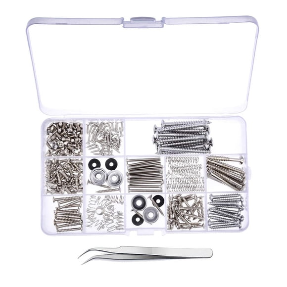 Trousse d'Outils de Vis pour Guitare Électrique en Acier Inoxydable avec Ressorts pour Chevalet de Guitare Électrique, Pick, Garde, Accordeur, Interrupteur, Plaque de Cou, Accessoires