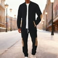 thumbnail image 2 of Mens Tracksuits 2 Piece Set Full Zip Sweatsuit for Men Jogging Suits Casual Jacket Cargo Pants Outfits with Elbow Patch, 2 of 9