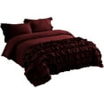thumbnail image 4 of DNG Creations 3 Piece Vintage Ruffle Duvet Cover 100% Egyptian Cotton, 800 Threads Count - With Zipper & Corner Ties ( Oversized Queen - Solid Wine ), 4 of 7
