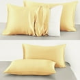 thumbnail image 4 of Flxxie Satin Pillowcases with Hidden Zipper for Hair and Skin, Breathable Cooling Pillow Cases, Yellow, King 20"X36", 2 Pack, 4 of 6