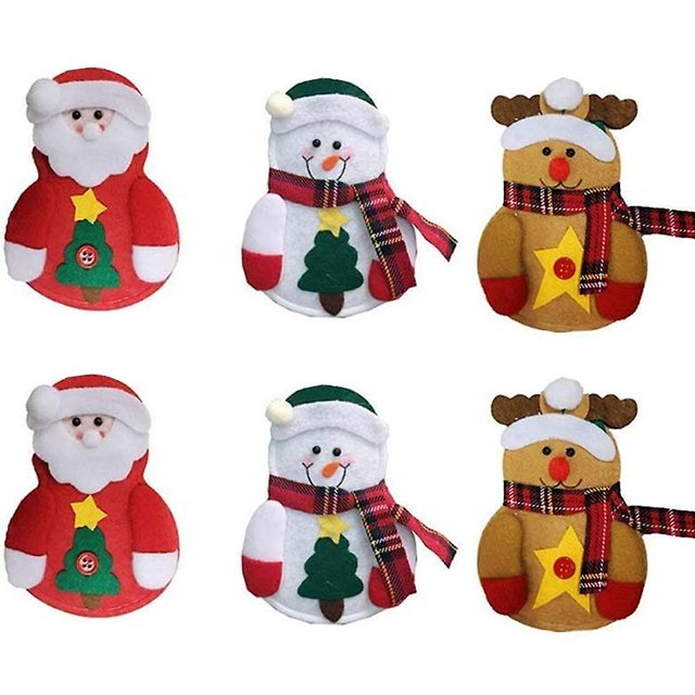 Porta cubiertos de cocina Bolsillos para cuchillos Compatible con tenedores Bolsa Decoración para fiestas navideñas