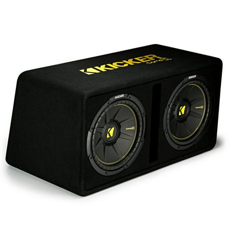 KICKER - CompC Loaded Enclosures Dual Single-Voice-Coil 2-Ohm Subwoofers - Black carpet