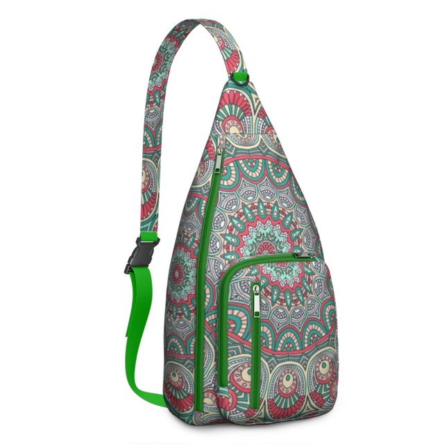 Abstract Tribal Sling Bag - Folk Art Mandala Pattern Crossbody Backpack (Spiritual Journey Essential)