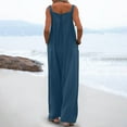 thumbnail image 5 of QATAINLAV 2025 Summer Sleeveless Jumpsuits for Women One Piece Baggy Palazzo Pants Solid Casual Wide Leg Romper with Pockets Vacation Outfits Loungewear Dark Blue XXL Prime Sales of The Day, 5 of 9