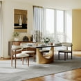 thumbnail image 3 of POVISON 79" Modern Dining Table for 6, Rectangular Pandora Glossy Sintered Stone Dining Table with Bronze Carbon Steel Base, 3 of 12