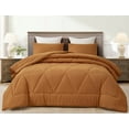 thumbnail image 2 of Chezmoi Collection Rory Spice Orange Comforter Set King Size 3-Piece Fluffy Soft Lightweight Bedding Triangle Quilted Stone-Washed Microfiber Comforter Set for All Season, 2 of 9