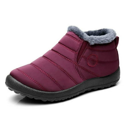 

Warm Snow Boots Winter Warm Ankle Boots Fur Lining Boots Waterproof Thickening W For Women and Men Suitbale for winter and outdoor Warm Waterproof Thickening Fasion Snow Boots 42 Purplish Red