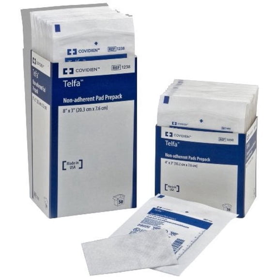 Covidien 1238 Telfa Non-Adherent Pads Prepack, 8in x 3in, 50ct