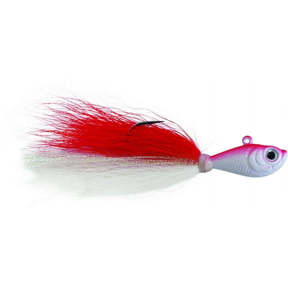 SPRO Fishing Bucktail Jig, Red/White, 1pk