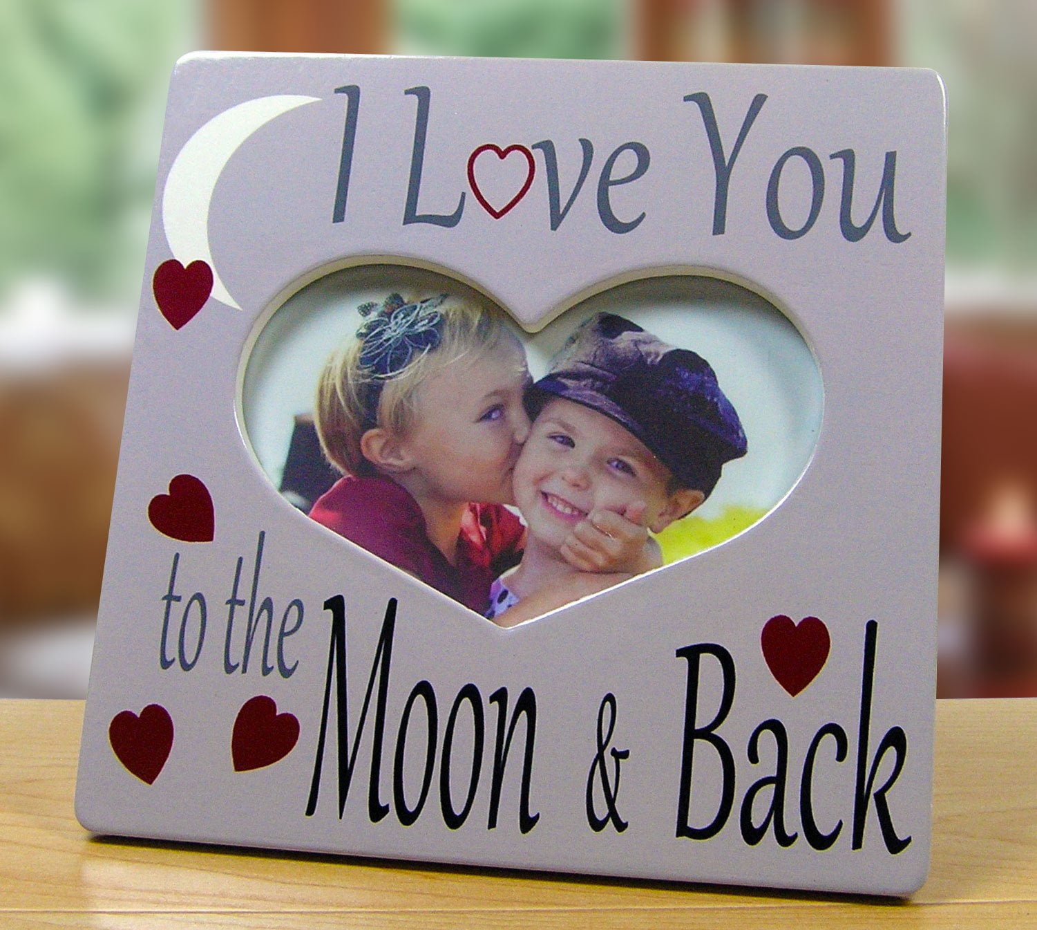 Heart-Shaped Gray and White Ceramic Tabletop Picture Frame