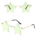 thumbnail image 5 of Gaukiv Star Sunglasses Lightweight Rimless Gold Metal Frame Fun Festive Party Costume Eyewear Trendy Decorative Photoshoot Accessory Green, 5 of 5