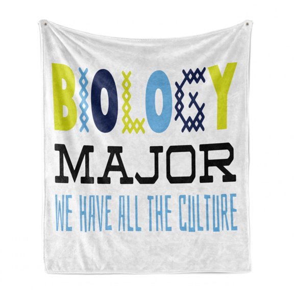 Biology Soft Flannel Fleece Blanket, Biological Student Education Related We Have All The Culture Colorful Saying, Cozy Plush for Indoor and Outdoor Use, 50" x 60", White Multicolor, by Ambesonne