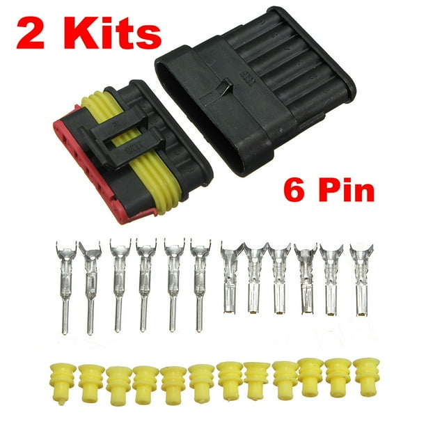 2 Kits 6 Pins Way Car Truck Way Sealed Waterproof Electrical Wire Connector Plug Set Walmart