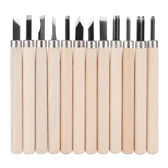 Hand-Made Wood Engraving Knife, Wood Carving Tool Set Portable Steel Material 12Pcs With Plastic Storage Box For Wood Clay Rubber Linoleum Blocks For Carving