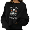thumbnail image 1 of Chandails en Molleton d'Halloween pour Femmes Imprimé Squelette de Citrouille Surdimensionné Automne Chaud Doux Manches Longues Col Rond Pull Tops, 1 of 5