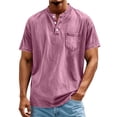 thumbnail image 5 of Jerdar Men's Henley Shirt 100% Cotton Acid Wash Tee Short Sleeve Solid Retro Vintage Style Washed Henley Casual T-Shirt, 5 of 6