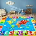thumbnail image 2 of World Map ABC Kid Rug for Playroom 78.7"×59" Geography Classroom Play Rug Educational Baby Playmat Alphabet Rug for Primary School Fluffy Ployester Non-Slip Preschool Rug for Nursery Room, 2 of 10
