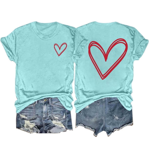 Tops Cortos para las Mujeres, Casual Impreso Delantero Corto Espalda Larga Manga Corta Raglan Cuello Redondo Blusa Hecha de Poliéster, Tops Largos para las Mujeres