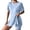 short sets 120#Blue, variant on Short Sets Women 2 Piece Outfits Casual Solid Round Neck Short Sleeve Summer High Slit Top Shirt Shorts Set