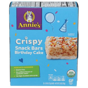 Annie's Homegrown Organic Birthday Cake Crispy Snack Bars, 5 Pack 0.78 oz - Pack of 3