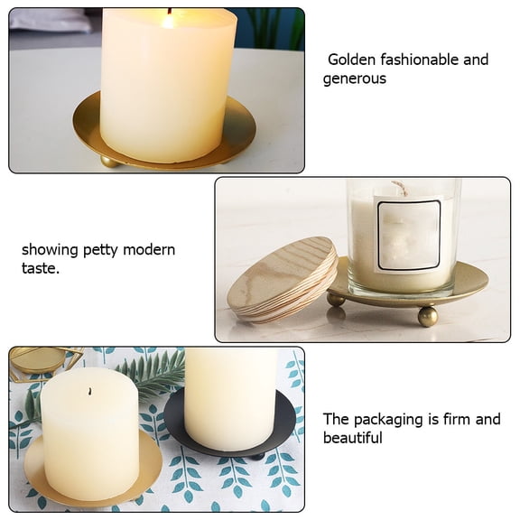 Candle Holder Tray, Iron Table Base for Wedding Decoration, Elegant Golden Candle Display Plate