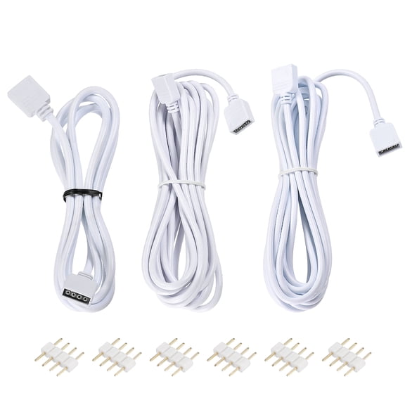 Uxcell 4 Pin 10mm RGB LED Strip Extension Cable 1M 2M 5M White 3Pcs