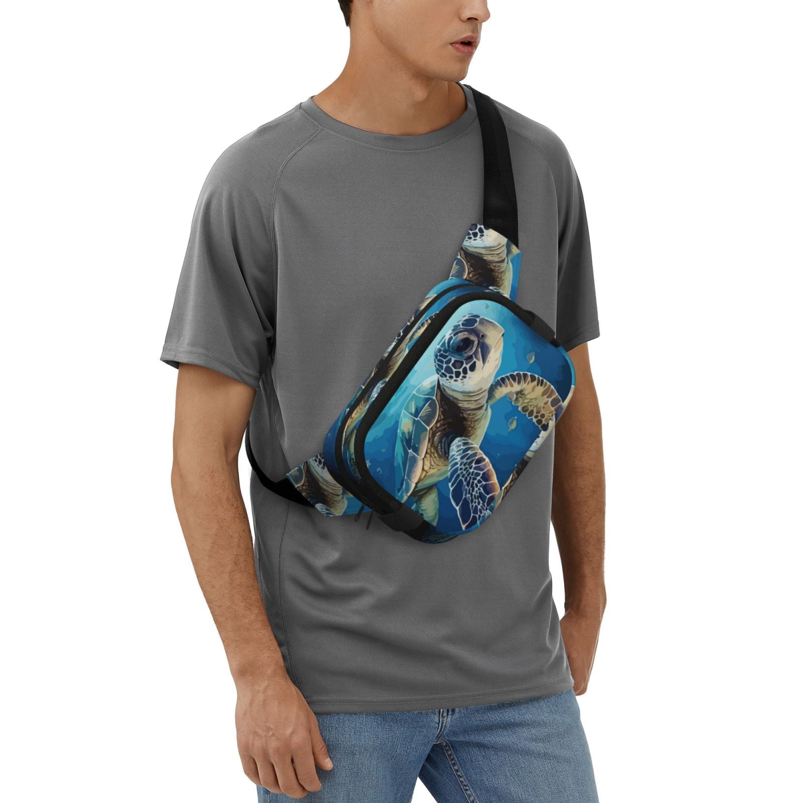 Hirioo Watercolor Turtle for Double Layer Waist Bag Adjustable Fanny Pack For Travel Running Hiking