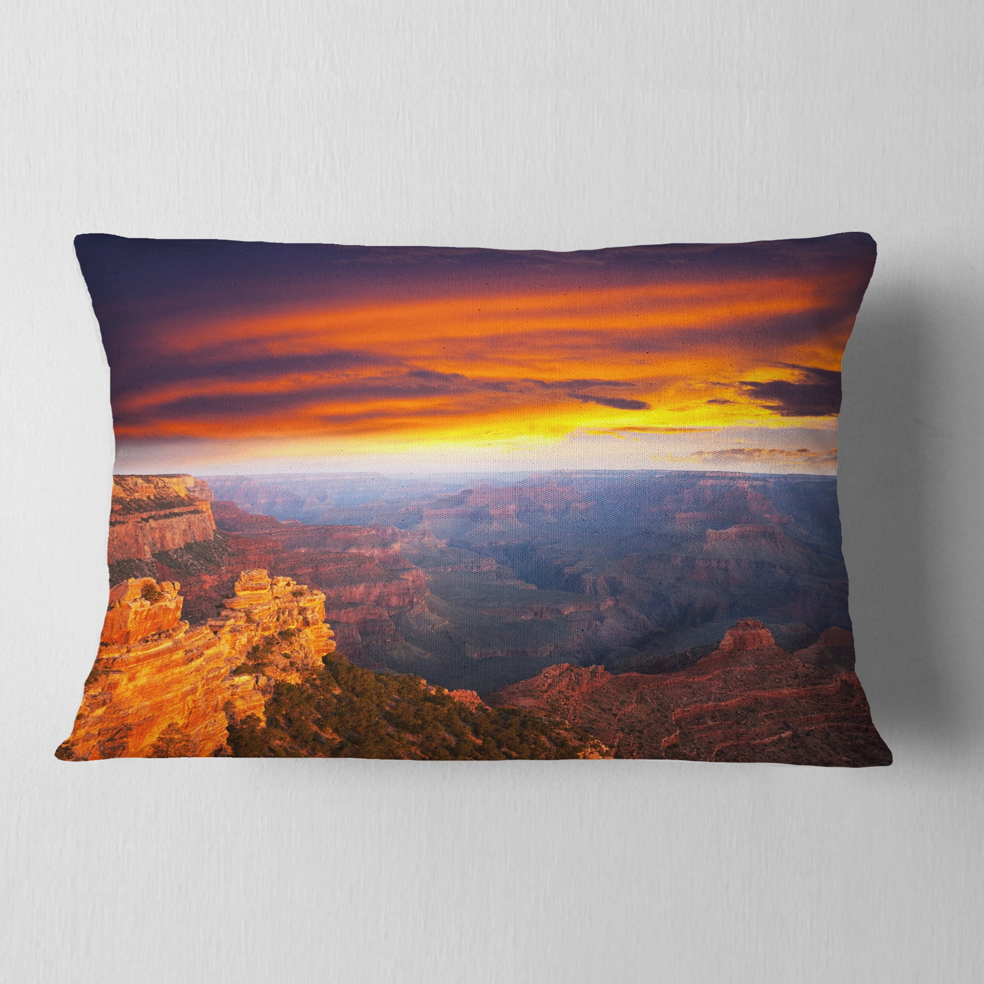 Designart Colorful Grand Canyon At Sunset - Landscape Printed Throw Pillow - 12x20