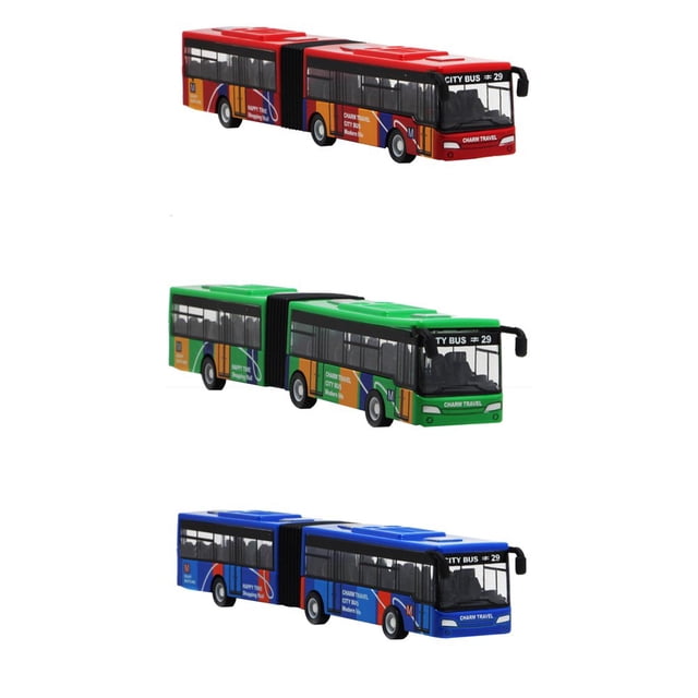 MesaSe 3 Pcs Modèle Réduit de Véhicule Moulé sous Pression pour Enfants Navette Autobus Voiture Jouets Petit Bébé Jouets à Rétrofriction 7 Po