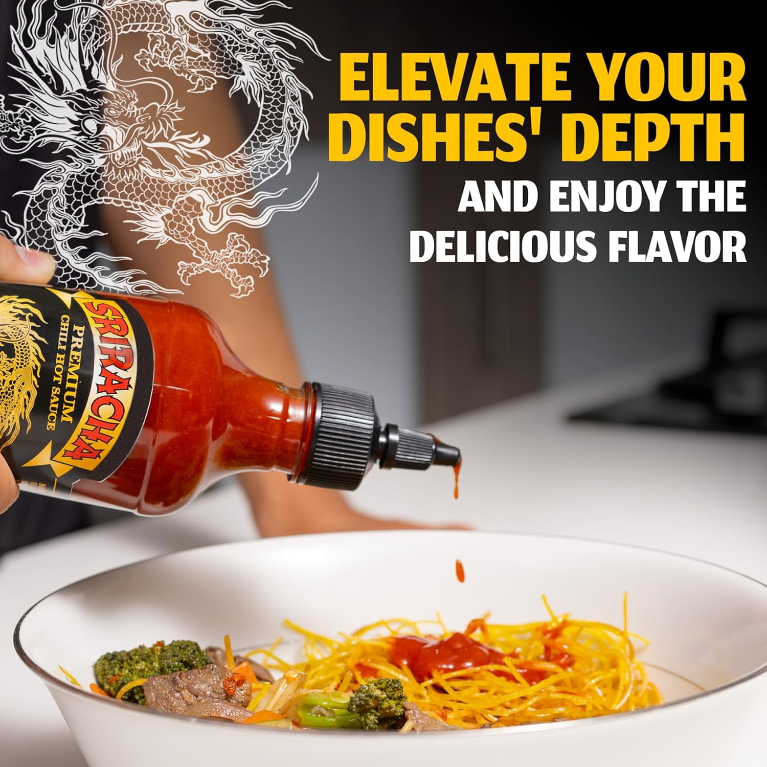 Limited Edition Dragon Sriracha Sauce - Hot Sauce, Perfect for Spicing Up Any Dish! - Made from Red Jalapeno Peppers That Started the Sriracha Movement, 17 oz - 2 Pack
