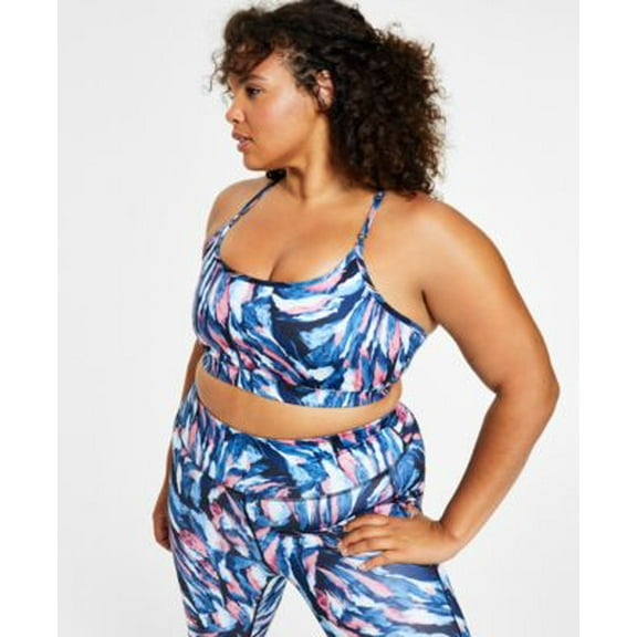 ID Ideology Plus Size Brushstroke Print Low Impact Sports Bra Painterly Black 3X
