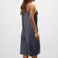 thumbnail image 5 of LADIGASU Women's Solid Color Loose Sleeveless Pocket Wide Leg Shorts Jumpsuit Overalls, 5 of 7