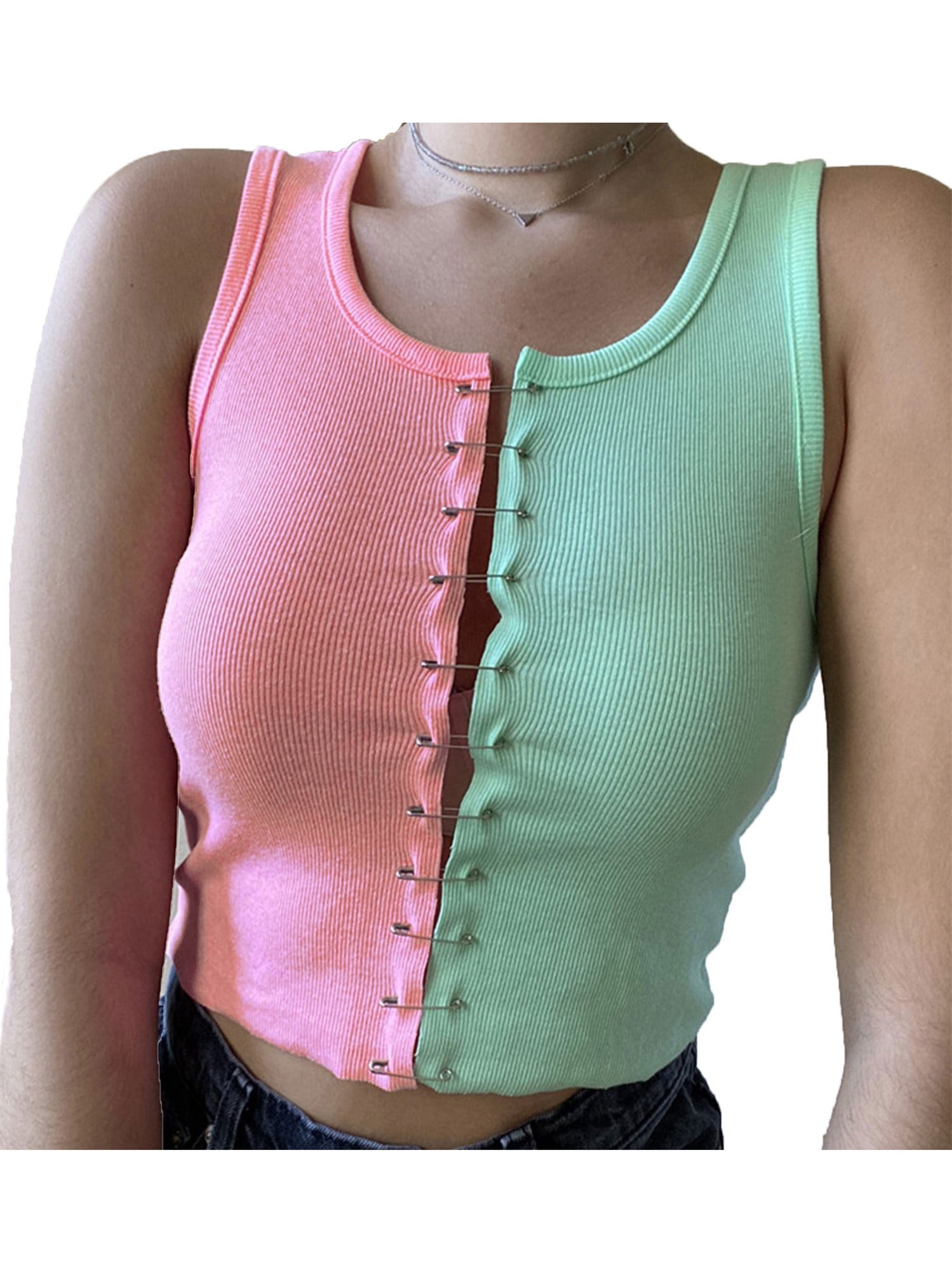 Aunavey Women's Knit Crop Top Pins 