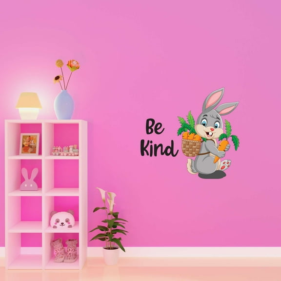 Bunny Rabbit Carrots Basket Be Kind Garden Farm Chicken Cow Horse Farmer Ranch Egg Fox Hen House Pig Sheep Holiday Gift Decorating Ideas Bedroom Wall Decal Sticker - Size: 20 In X 18 In