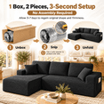 thumbnail image 2 of Neche Modular Sectional Couch, Modern Oversized L-Shape Boneless Cloud Couch for Living Room, No Assembly Required, Black Corduroy, Left Chaise, 2 of 7