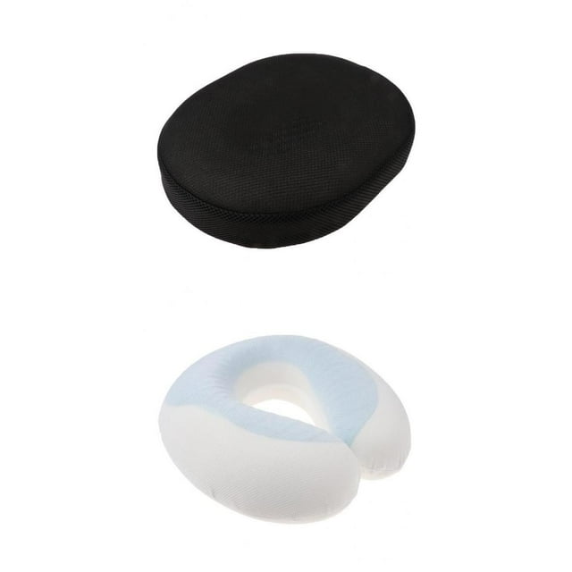 de 2 Piezas de Cojín de Oficina de Soporte de Cóccix de Cóccix de Asiento Negro con Almohadilla de Enfriamiento de Espuma Viscoelástica P