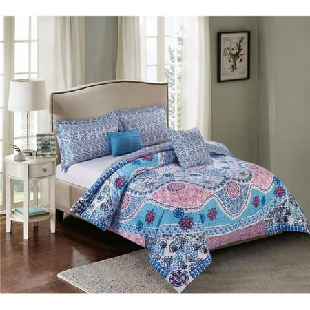 White Birch 23841904bh Mul 5 Piece Drew Medallion Reversiable Blue