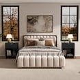 thumbnail image 3 of Black Nightstand, Wood Nightstand with Charging Station, Fluted Bed Side Table, Walnut, 3 of 6