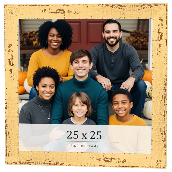 25x25 Frame Yellow Real Wood Picture Frame Width 1.25 inches | Interior Frame Depth 0.5 inches |