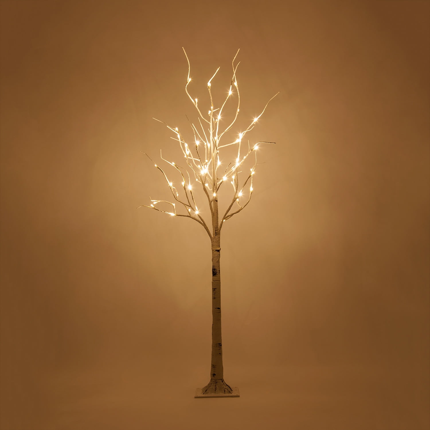 Kringle Traditions 5ft LED White Birch Tree Light, 60 Warm White LED Lights, Flexible Decorative