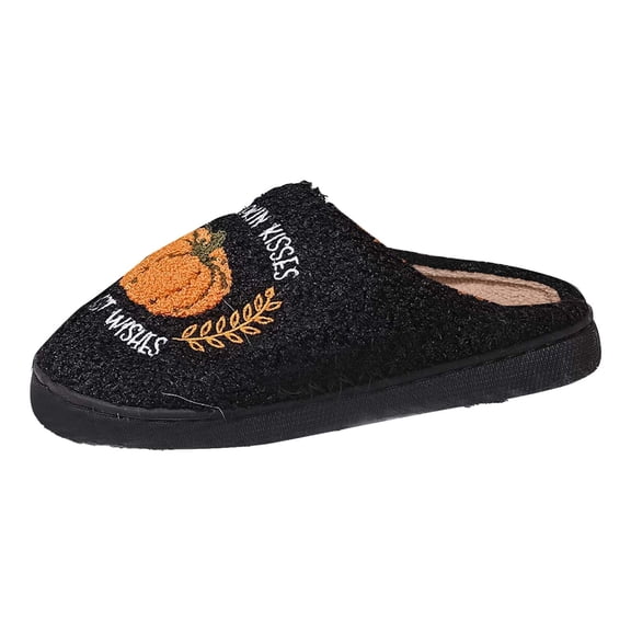 Shadoumai Halloween Slippers Pumpkin Slippers for Womens Mens Cute Comfy Bedroom Shoes,Home House Ladies Fuzzy Slipper,indoor Outdoor Memory Foam Slipper