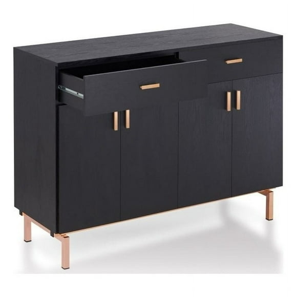 Furniture of America Coloma Wood 2-Drawer Buffet Server in Black and Rose Gold