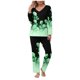 thumbnail image 2 of Puntoco Traje De Manga Larga + Pantalón Con Cuello En V Estampado Informal A La Moda Para Mujer Azul Cielo L, 2 of 5