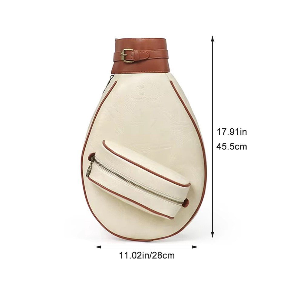 Jiibva Badminton Racquet Crossbody Bag Leather Tennis Sports Shoulder Bag Can Accommodate 2 Rackets Storage Bag Tennis Racket Bag Handbag for Women Men