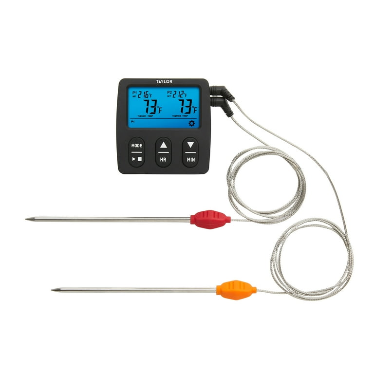 Taylor Programmable Dual Probe Grill Thermometer, Blue Backlit photo 1