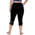 thumbnail image 4 of Lenpel Women's Plus Size Capri Leggings High Waisted Hollow out Hem Slim Cropped Workout Yoga Pants Casual Capri Leggings, 4 of 6