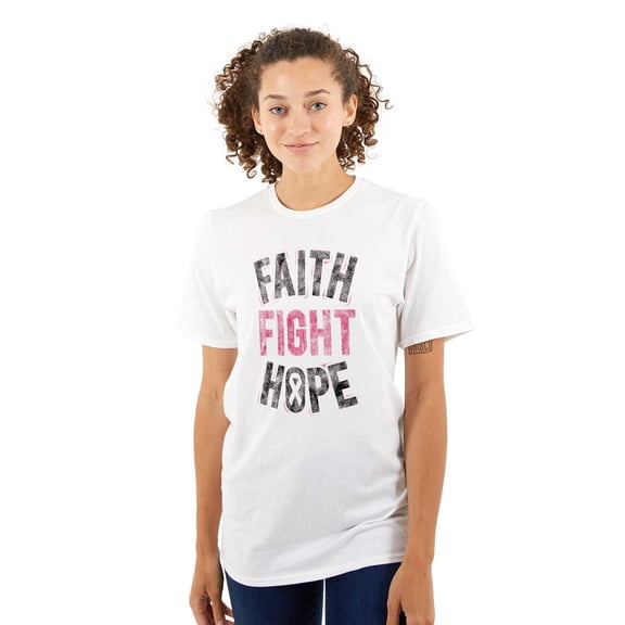 Faith Fight Hope Breast Cancer Aware Women's Graphic T Shirt Tees Brisco Brands S